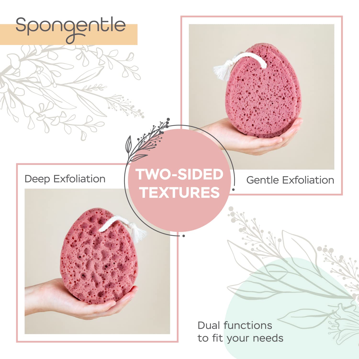 Sunlite Sports Spongentle, cara exfoliante rugosa para eliminar impurezas profundas de la piel.