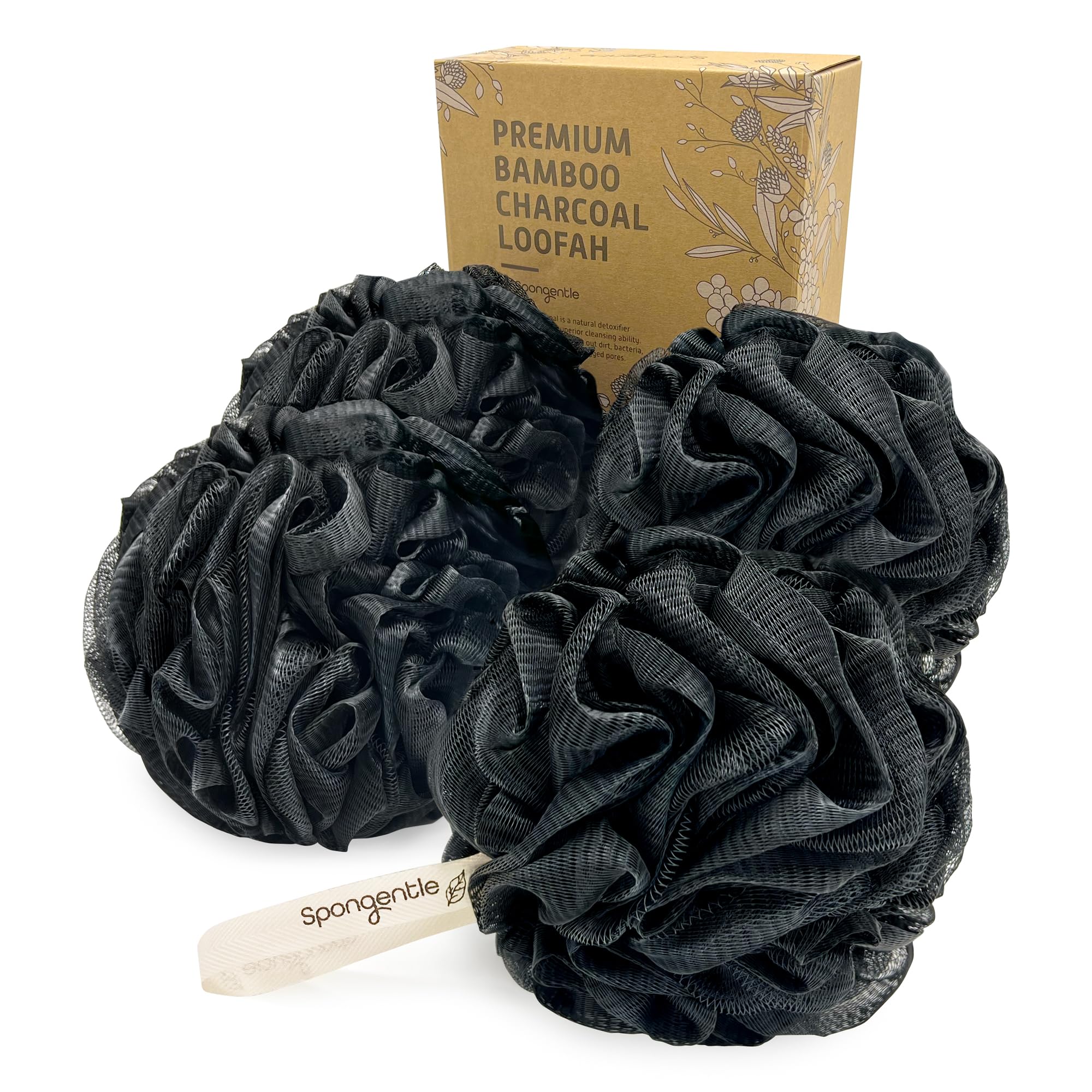 Sunlite Sports Spongentle carbón de bambú en la ducha, exfoliación suave para piel renovada.