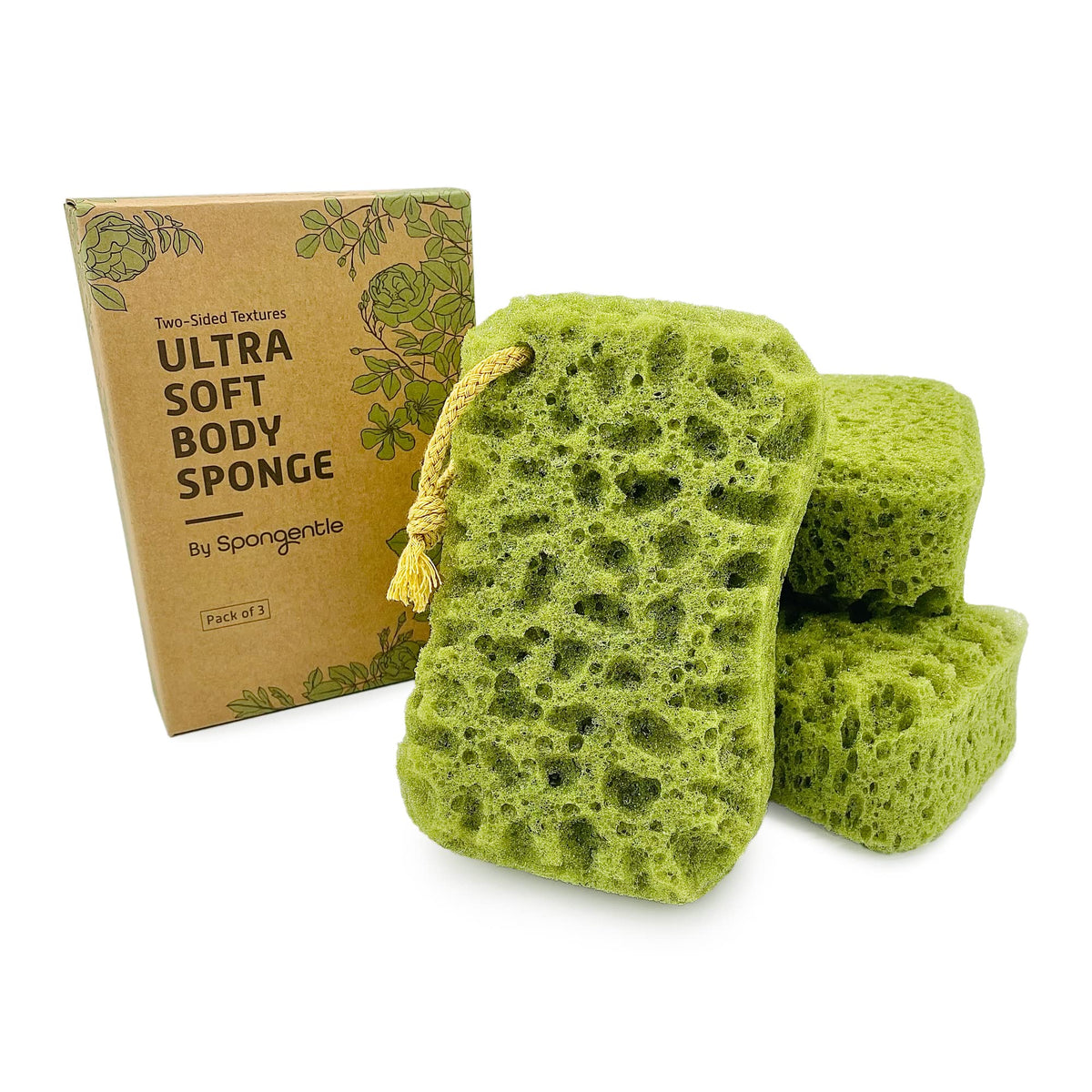 Sunlite Sports Spongentle, superficie suave para exfoliación ligera en la ducha.