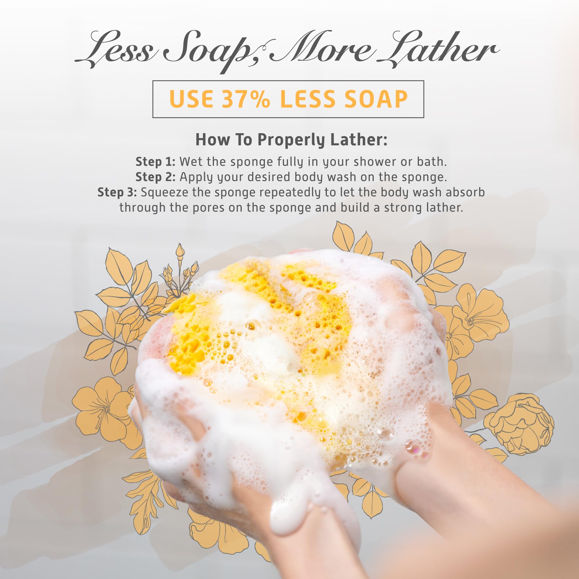 Sunlite Sports Spongentle espuma generosa con menos jabón para la ducha diaria.