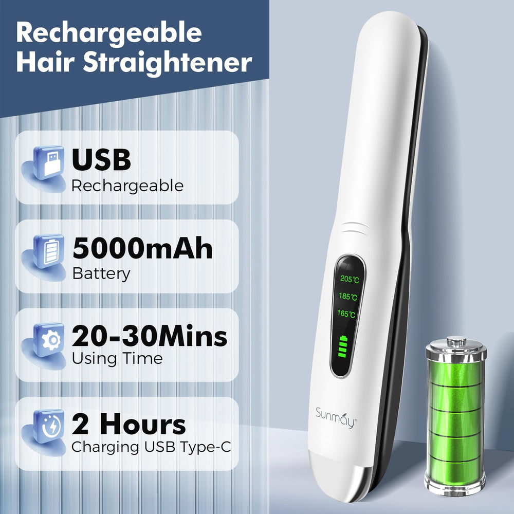 SUNMAY 2-in-1 straightener and curler for versatile looks.