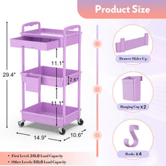 SUNALLY makeup cart rolling wheels let you move the cart smoothly.