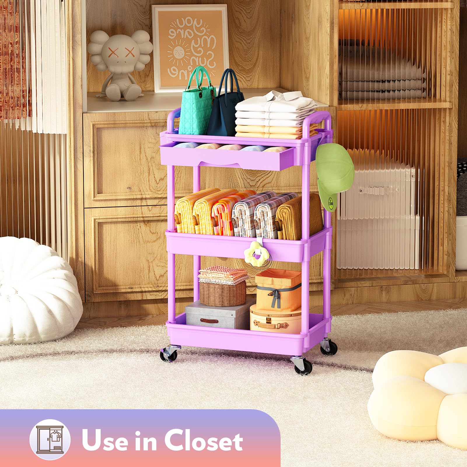 SUNALLY top removable drawer simplifies sorting small items.