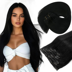 Sunny Hair clip-in extensions packaging shows real hair for instant length.