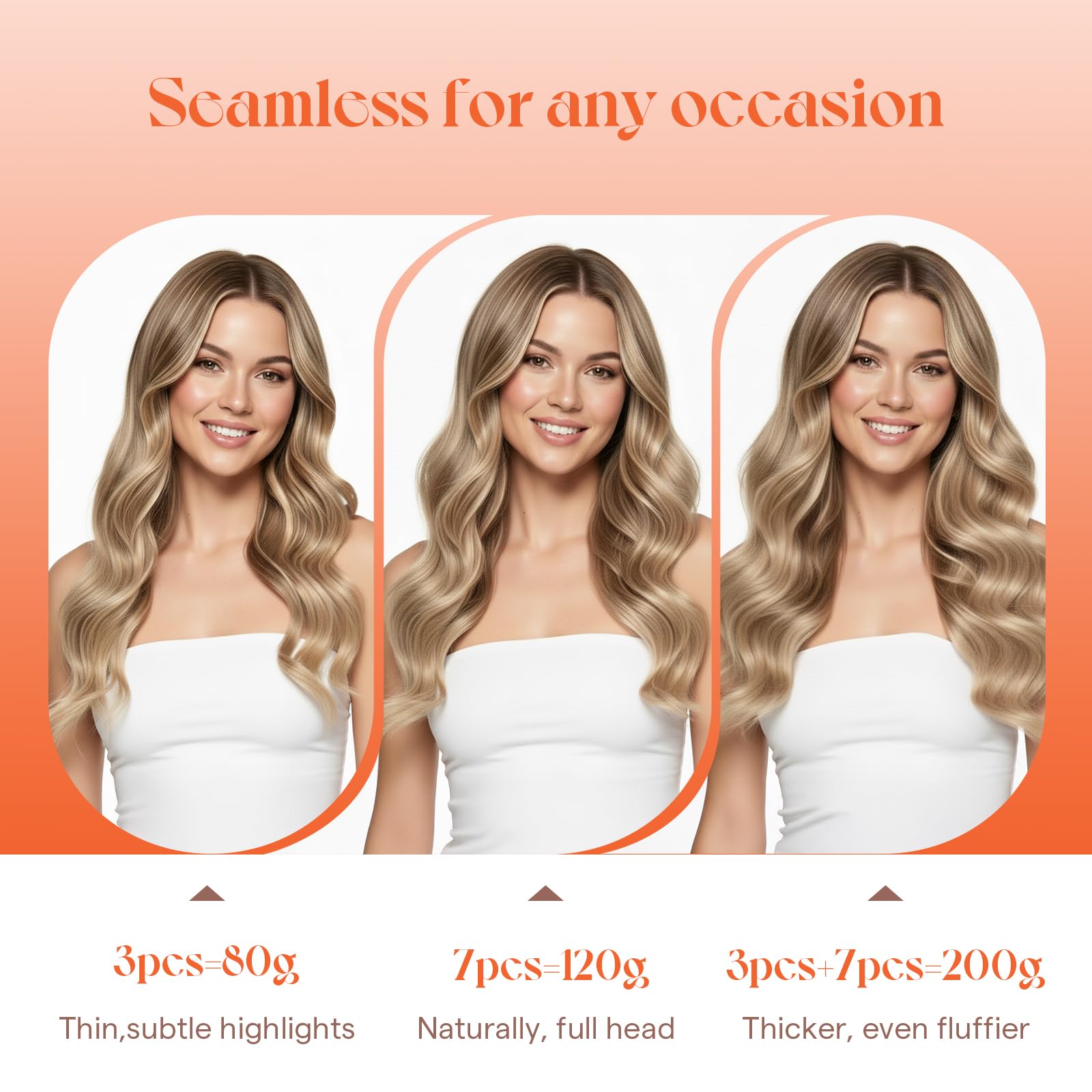 Sunny Hair clip-in extensions stainless clips with soft backing for secure wear.