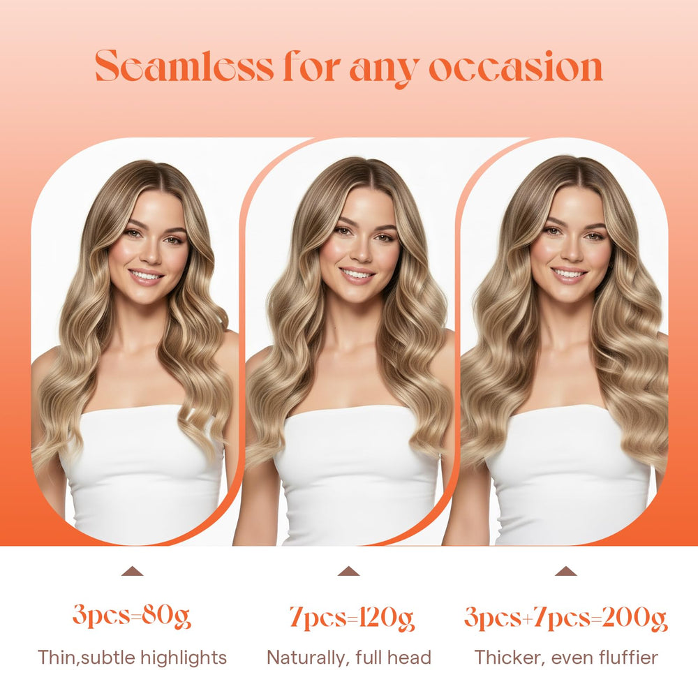 Sunny Hair clip-in extensions stainless clips with soft backing for secure wear.
