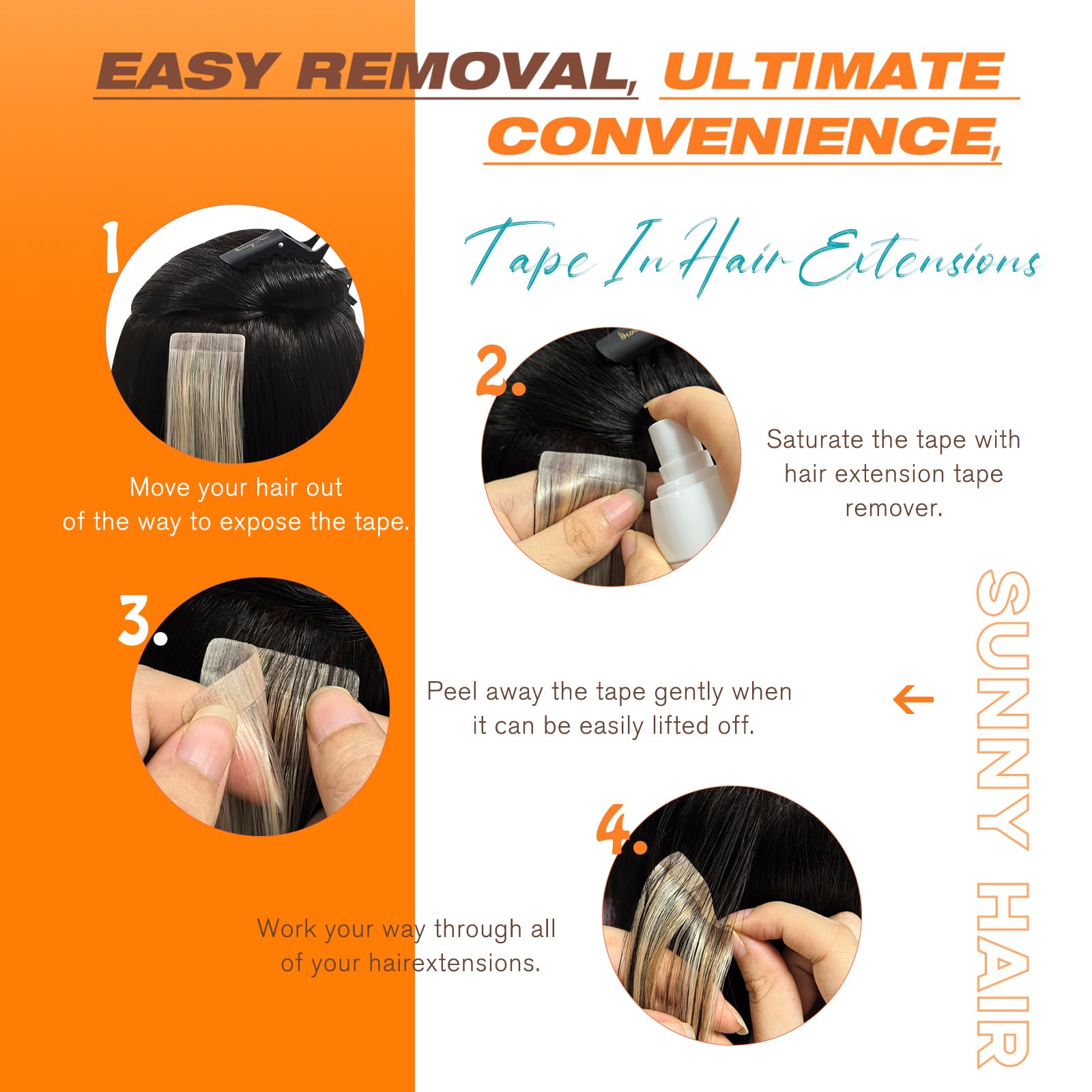 Sunny Hair styling versatility photo shows straight curled or updo looks