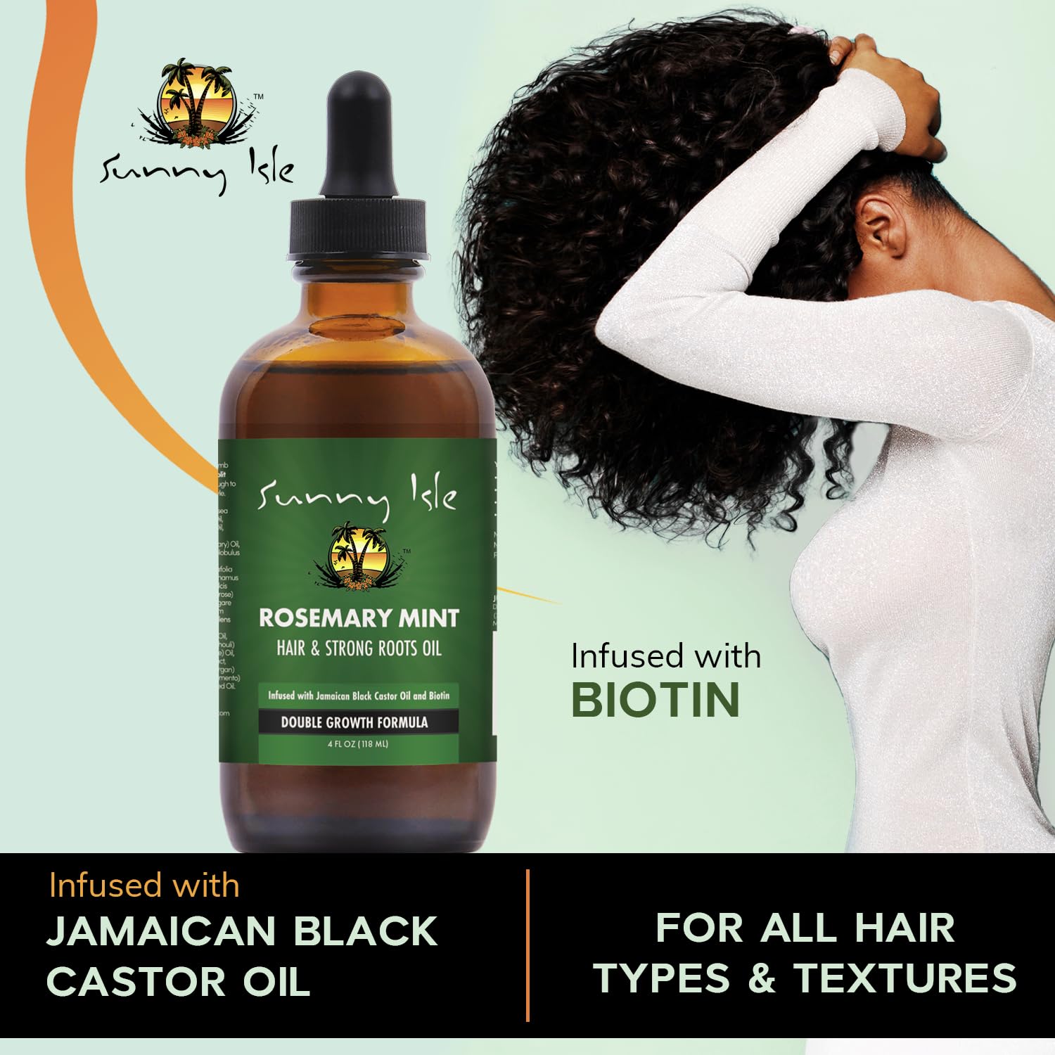 Sunny Isle: aceite de ricino negro jamaicano para crecimiento natural.