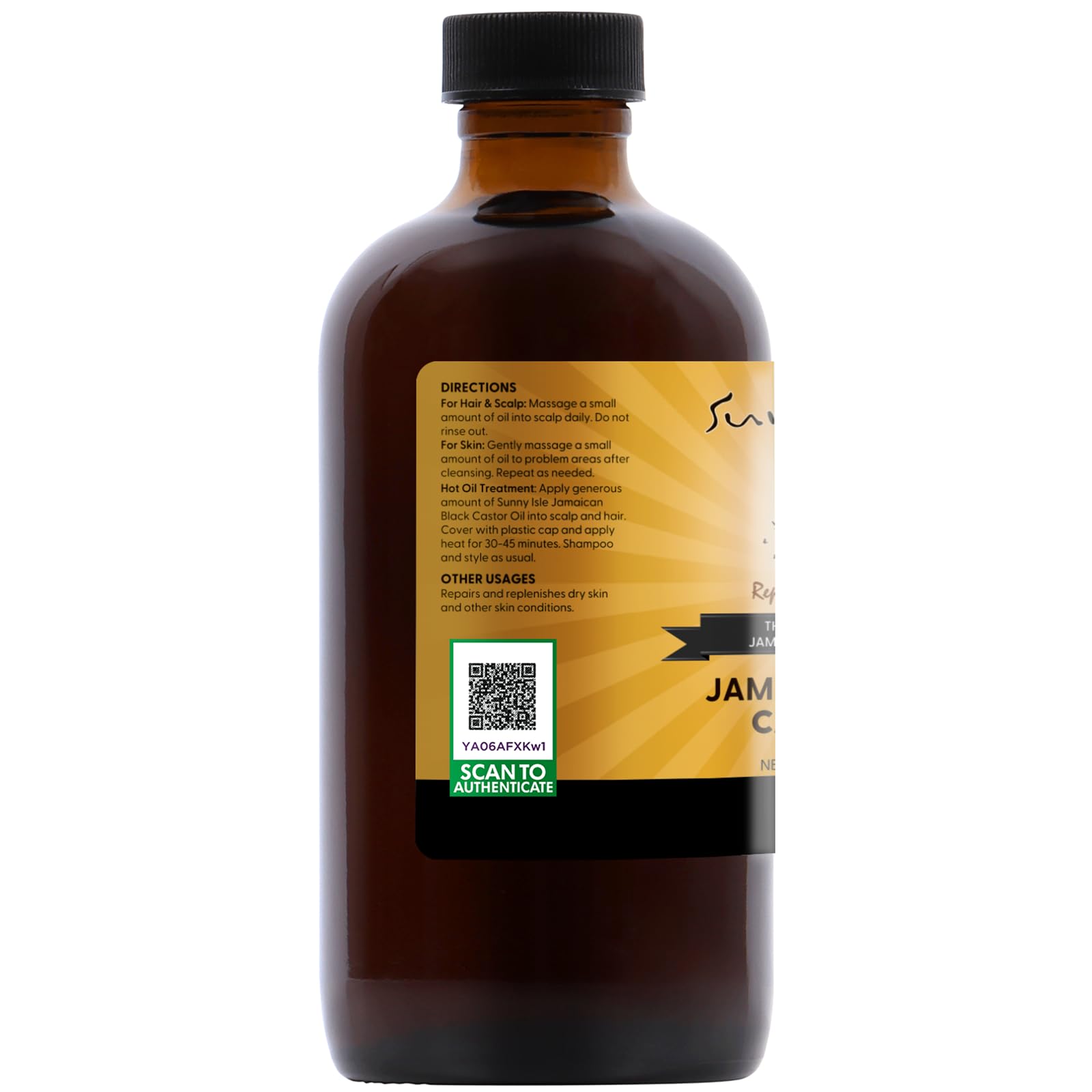 Sunny Isle Aceite de Ricino Negro Jamaicano, aceite 100% natural