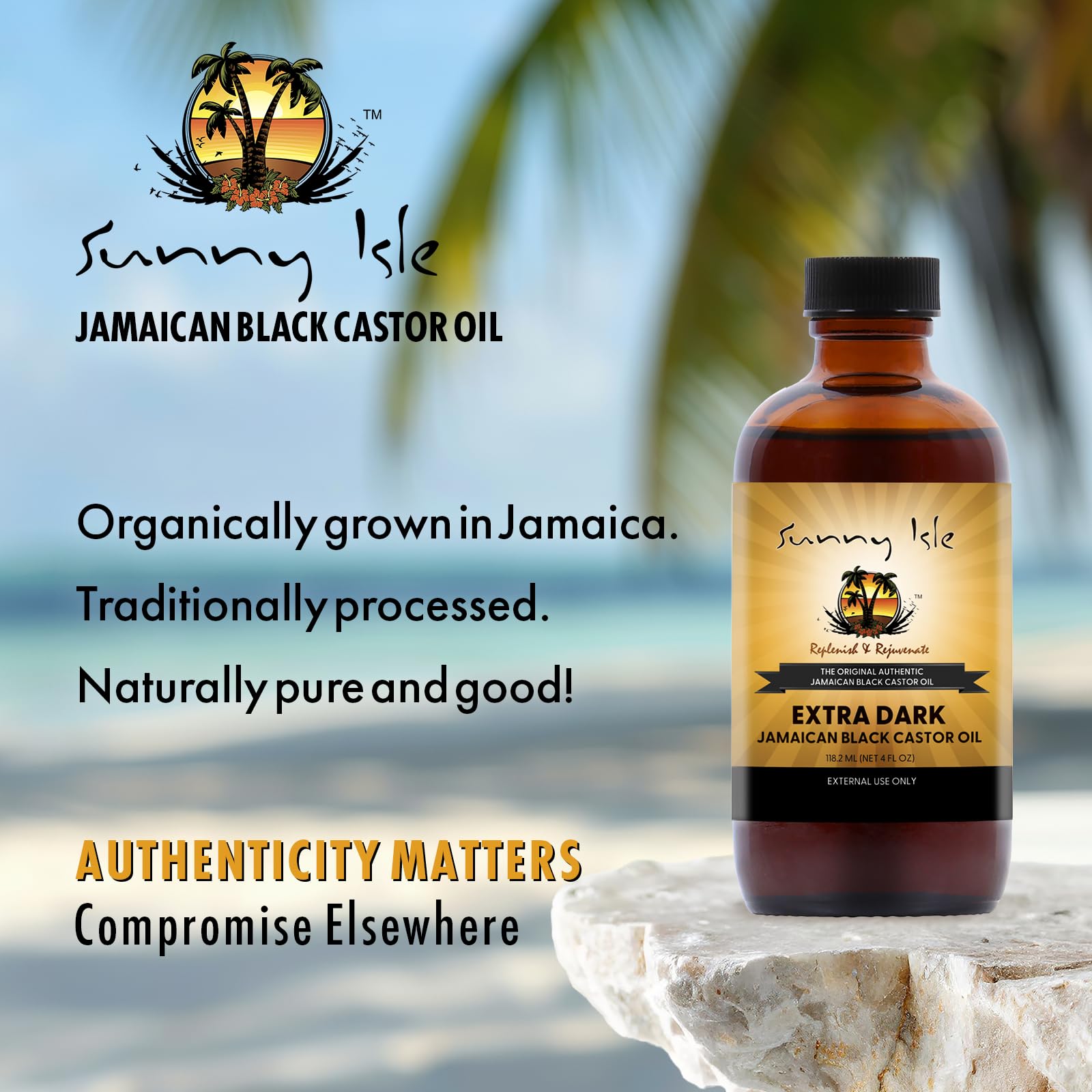 Ingredientes 100% puros y naturales de Sunny Isle Aceite de Castor