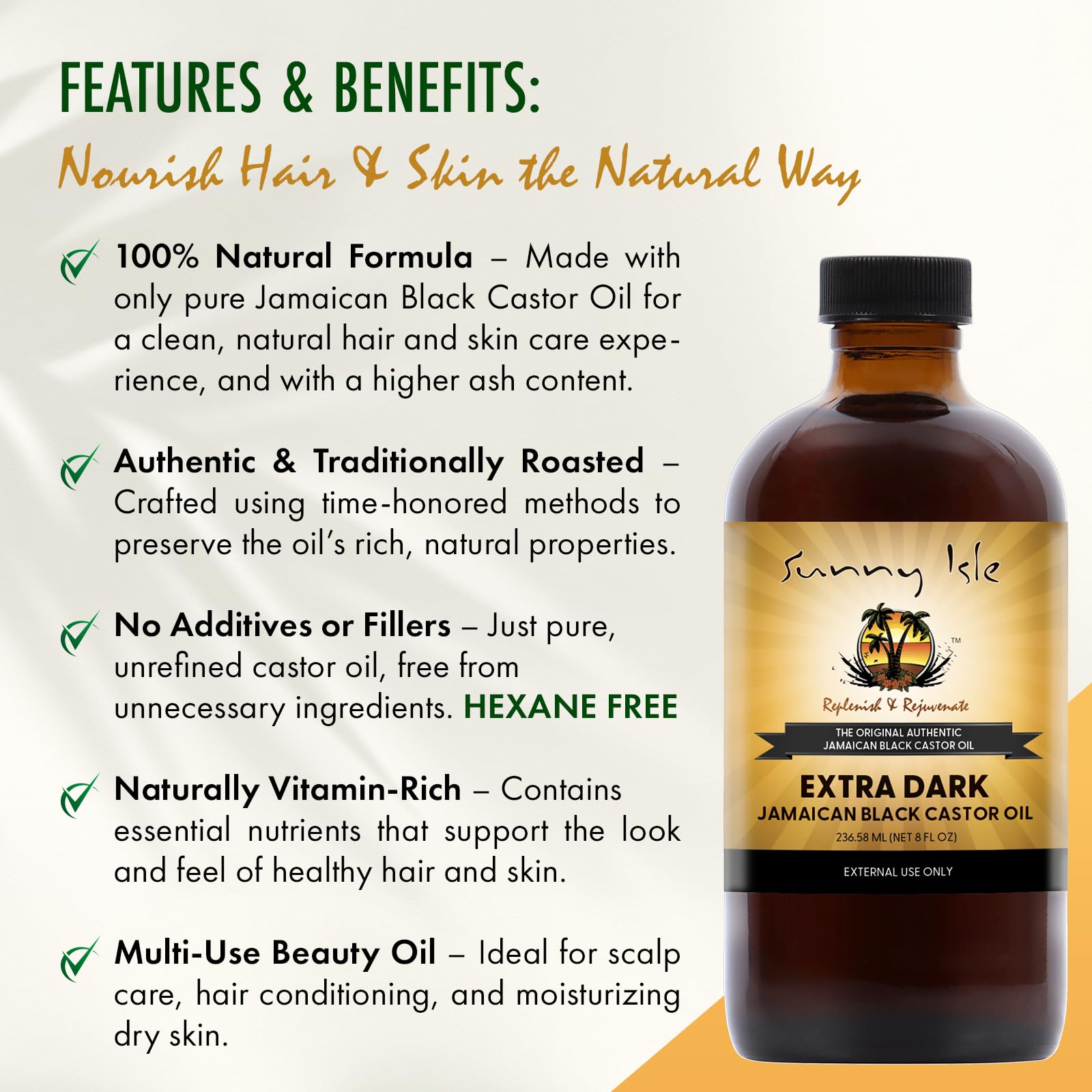 Tratamiento de cejas y pestañas con aceite de ricino de Sunny Isle