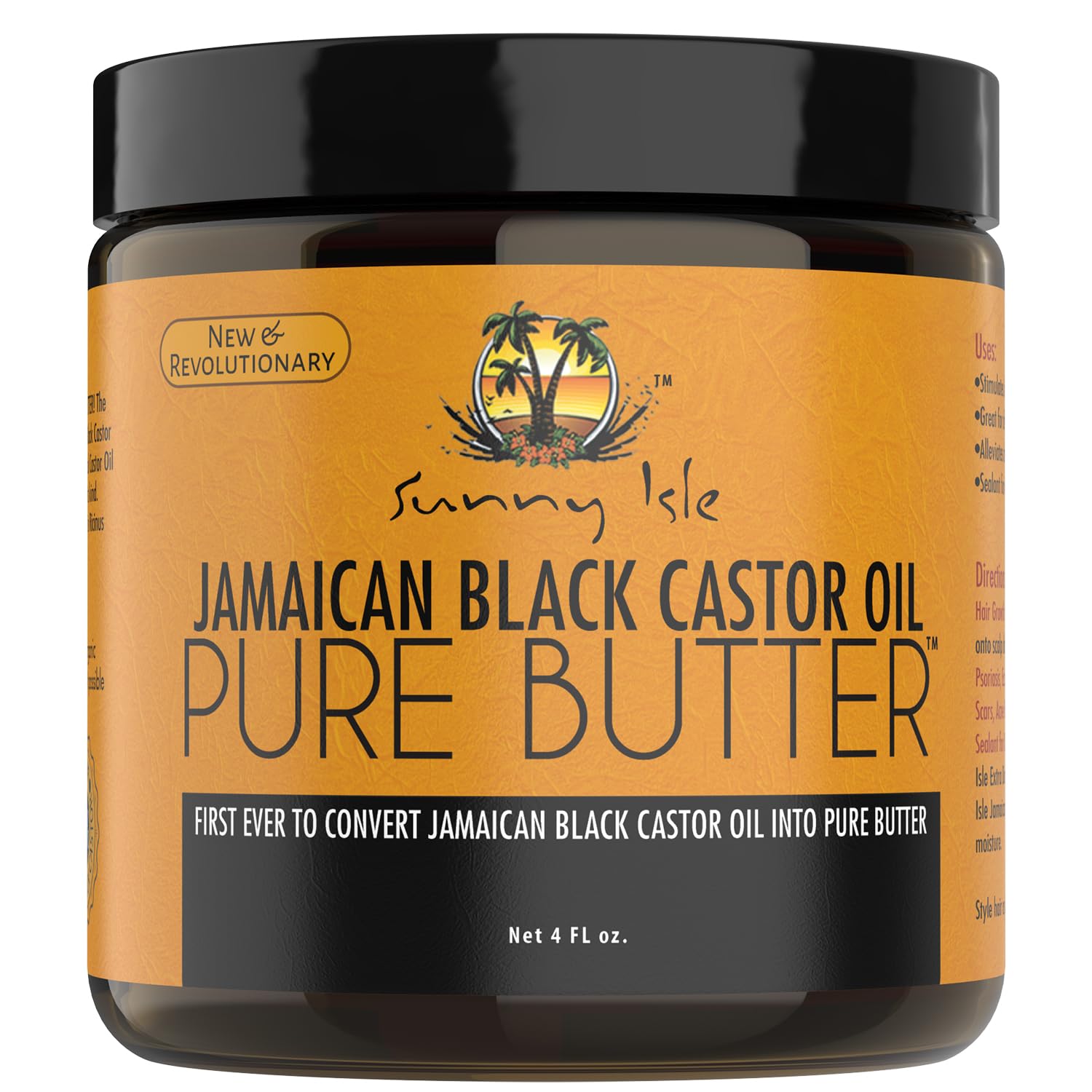 Sunny Isle Aceite de Ricino Negro Jamaicano, botella 4oz para hidratación profunda.