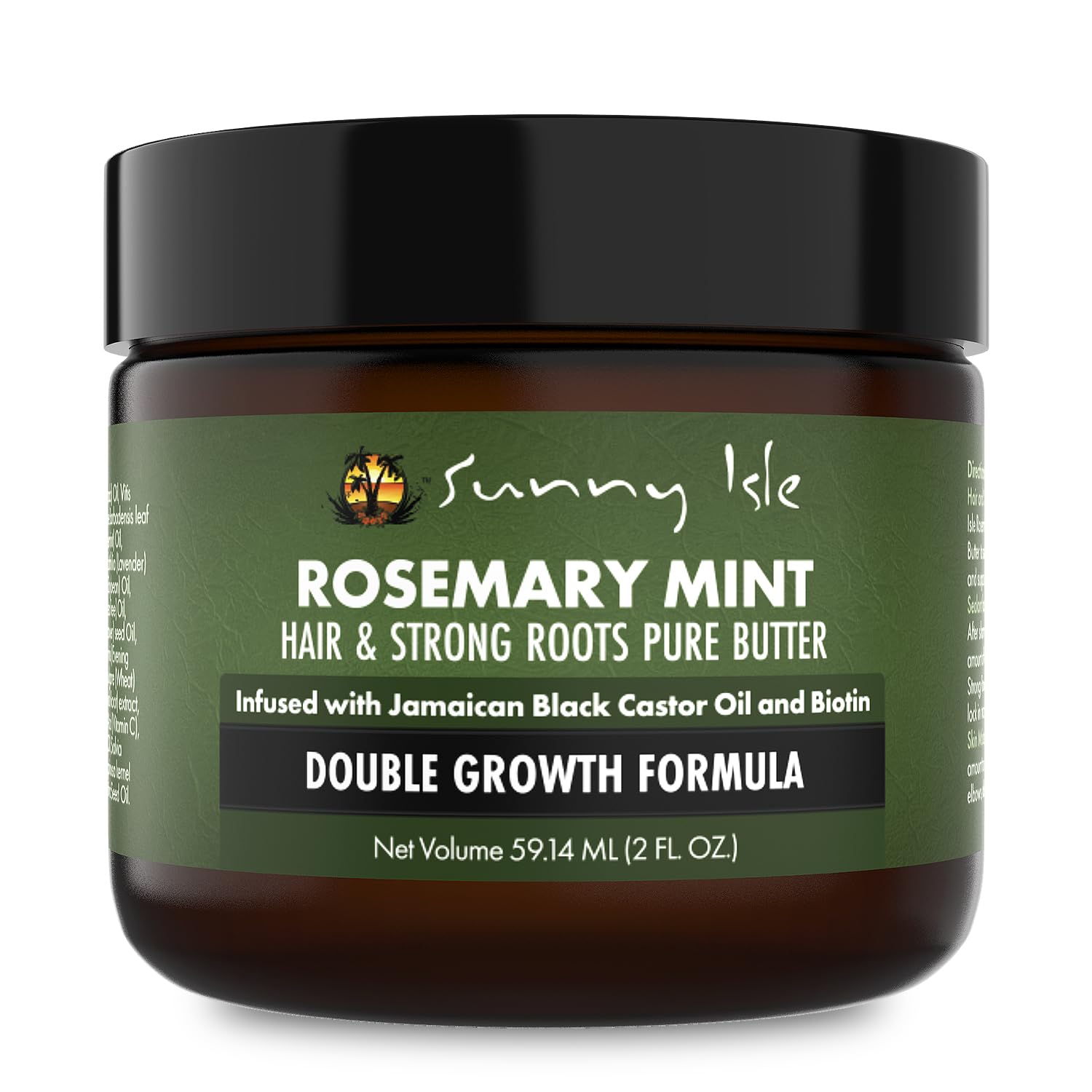 Sunny Isle Rosemary Mint Hair Butter 2oz jar ready to nourish roots and boost shine.