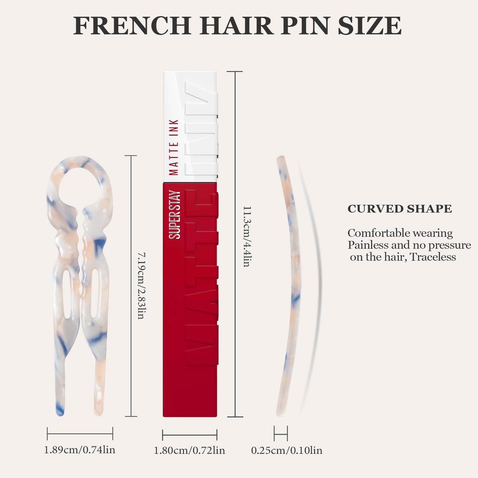 Sunolga lightweight acetate pin offers durable, comfortable wear.