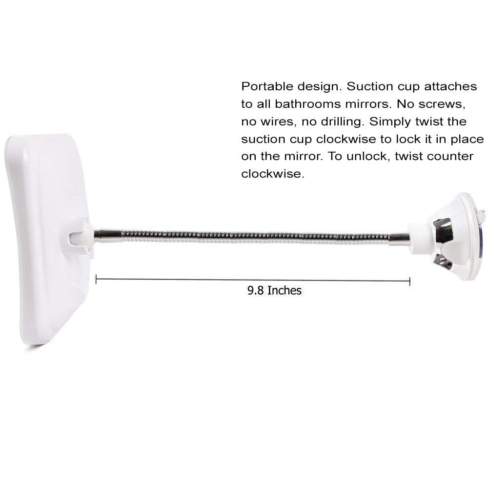 SunplusTrade battery-powered mirror runs on 3 AA batteries for convenient, wire-free use.