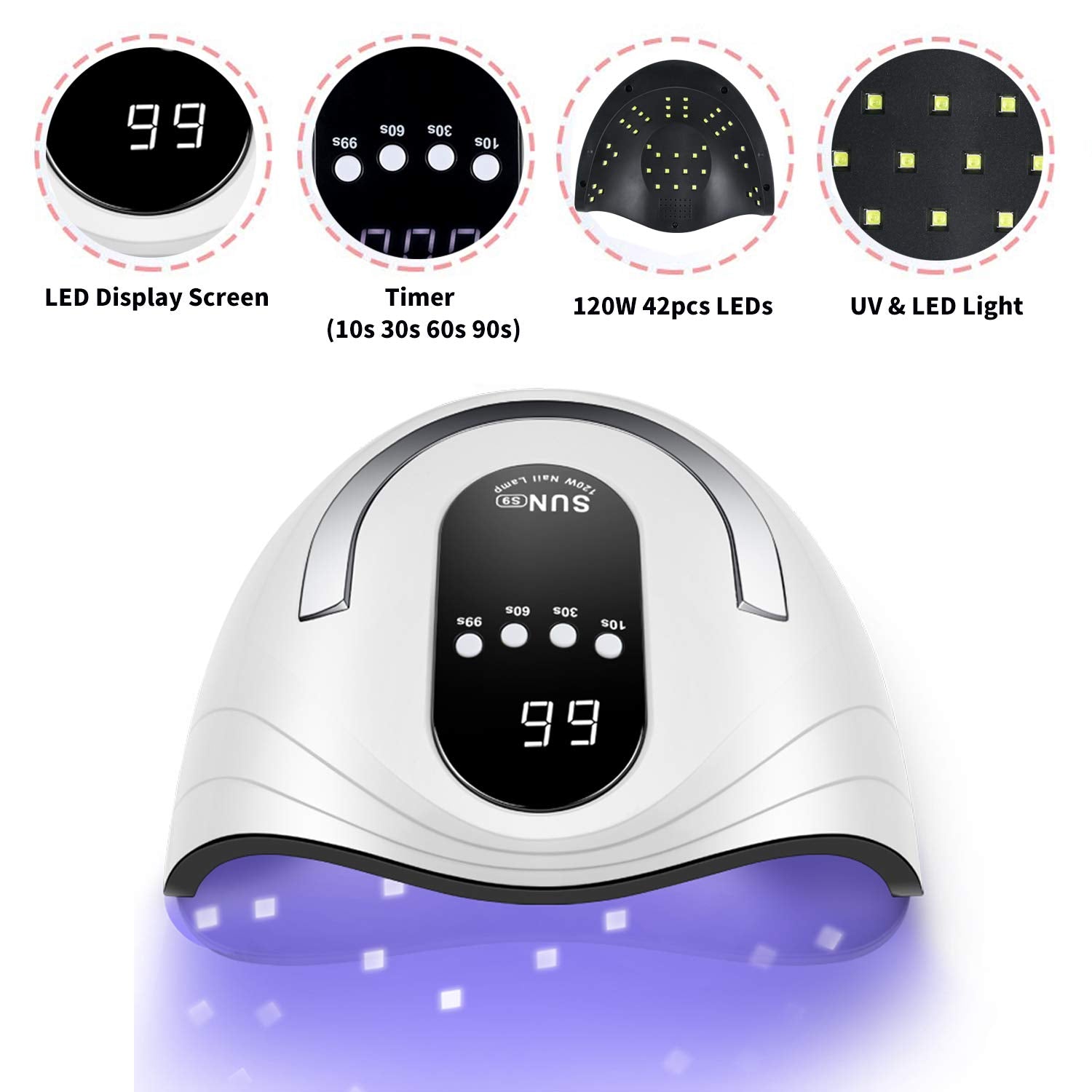 Sunrich UV Gel Nail Lamp portable handle enables easy transport