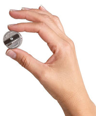 Sun's Out Beauty sharpener side profile showing two-size openings for chubby pencils