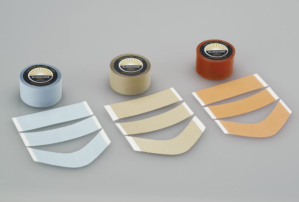 Sunshine Tape half-inch strips cuttable for precise lace-front positioning.