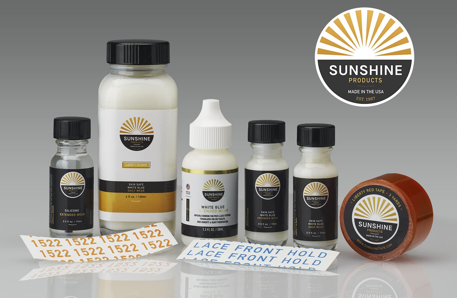 Sunshine Tape easy-cleanup wig tape reduces mess during removal.