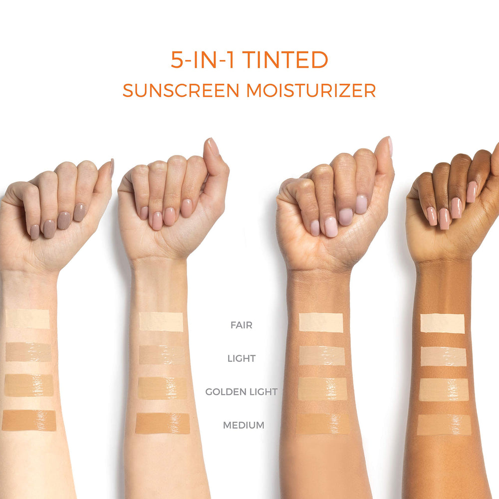 Suntegrity tinted 5 in 1 application on skin shows sheer finish