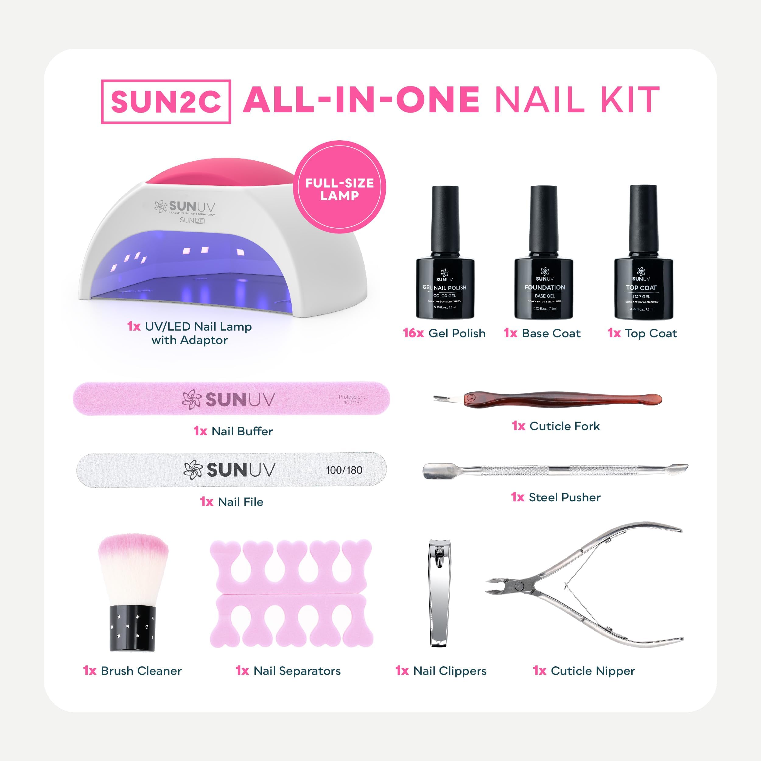 SUNUV SUN2C color palette 16 shades provides versatile daily nail art options.