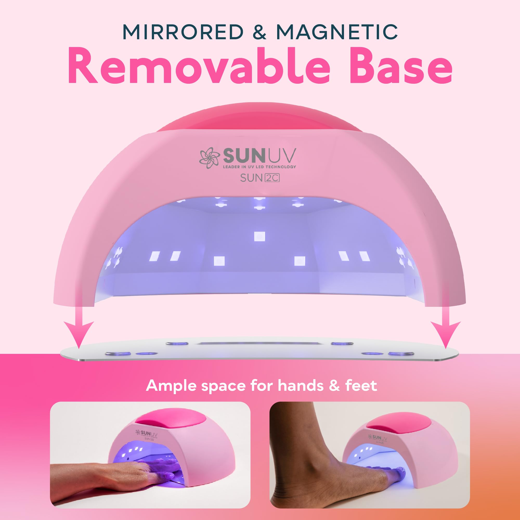 SUNUV SUN2C Pink in-use shot demonstrates curing nails at home