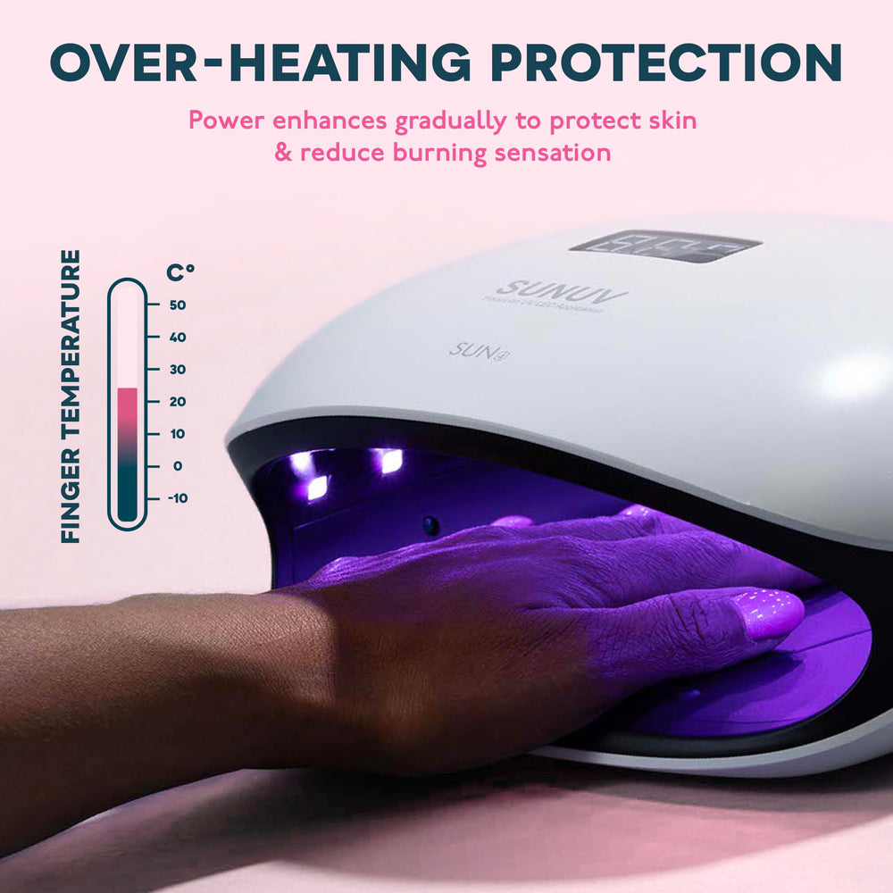 SUNUV SUN4 in-use with hand under suggests gentle, hands free operation.
