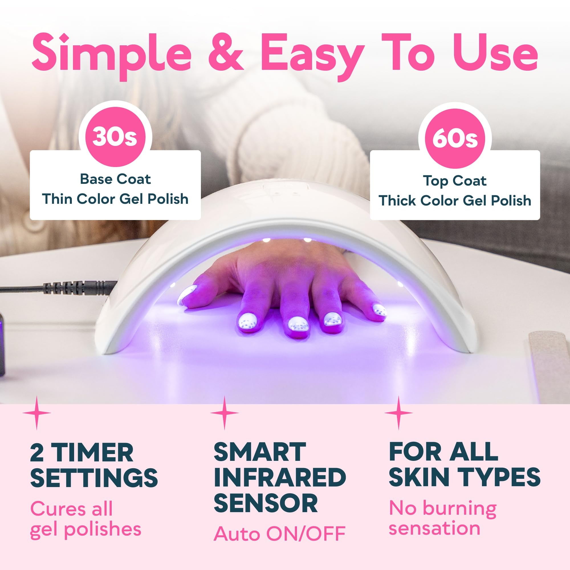 SUNUV SUN9C auto-sensor operation highlights hands-free curing.