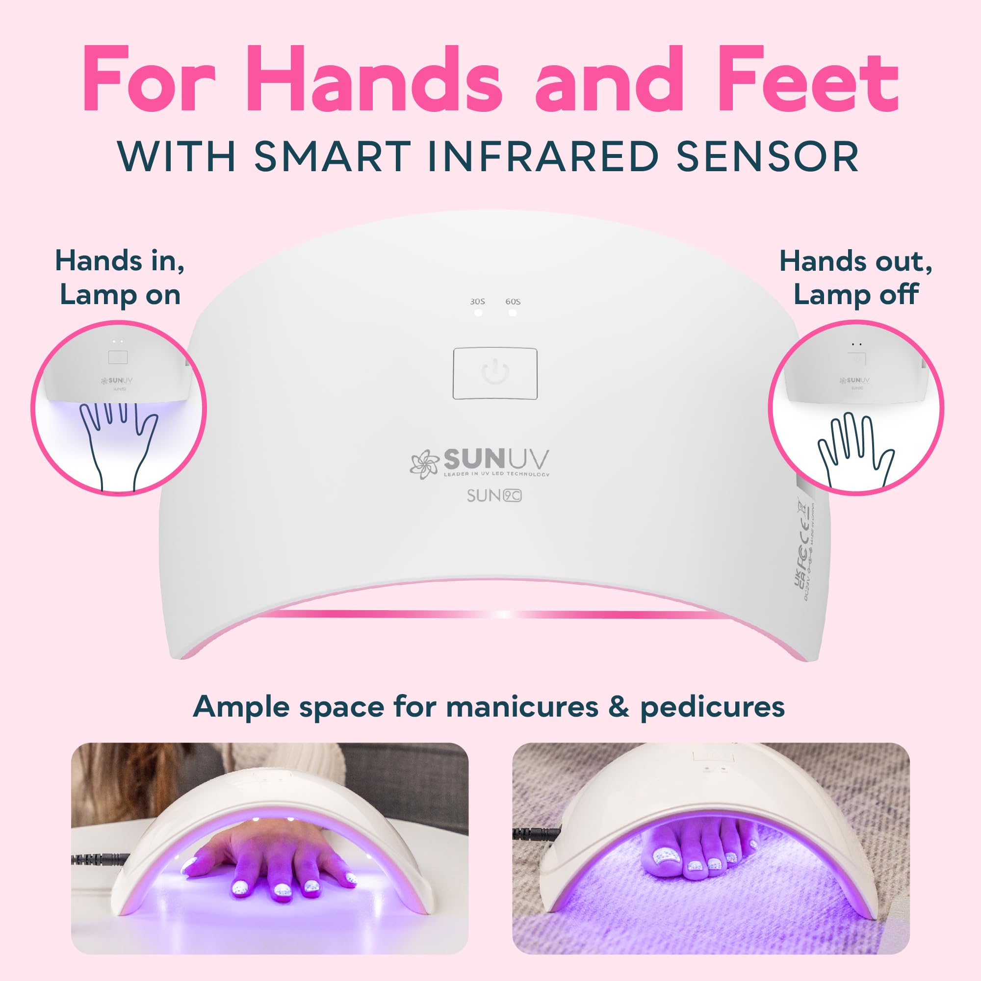 SUNUV SUN9C eye safe design protects eyes and skin during curing.