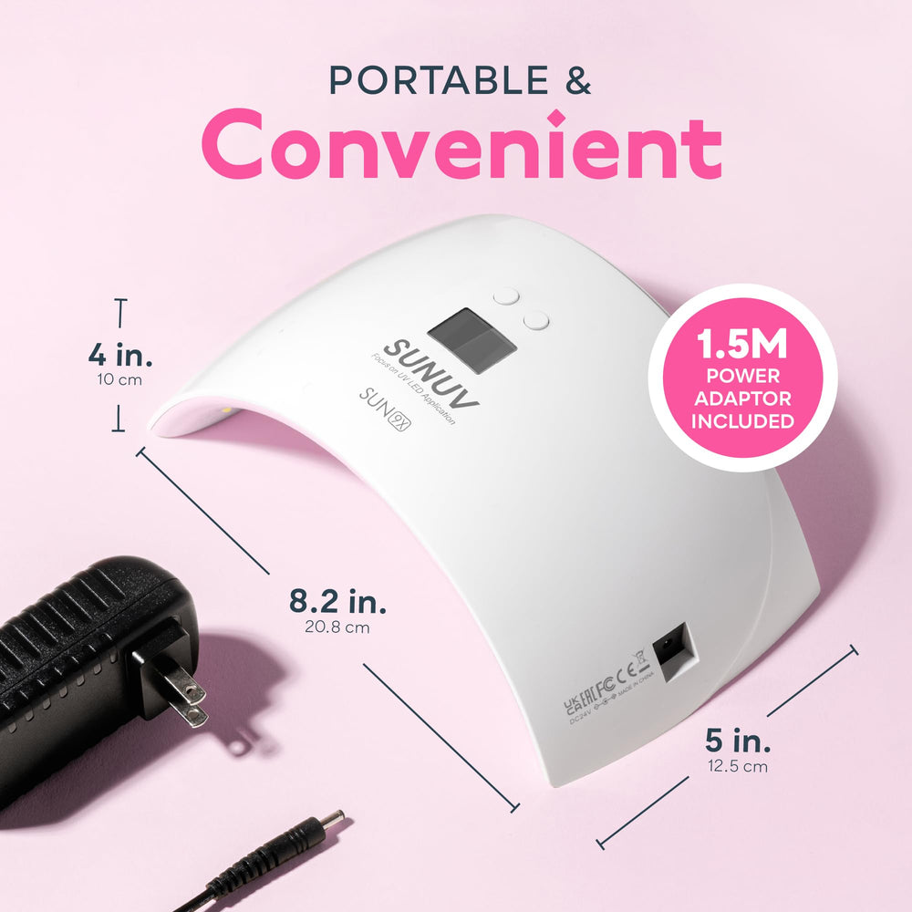 SUNUV SUN9X Plus pink nail lamp with dual UV-LED source for versatile gels.