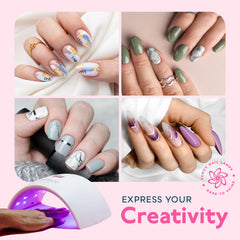 SUNUV SUN9X Plus pink nail lamp side view highlighting compact profile for small spaces.