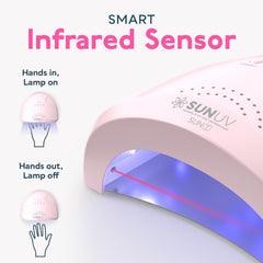 SUNUV SUNone Pink auto sensor enables hands-free nail sessions.