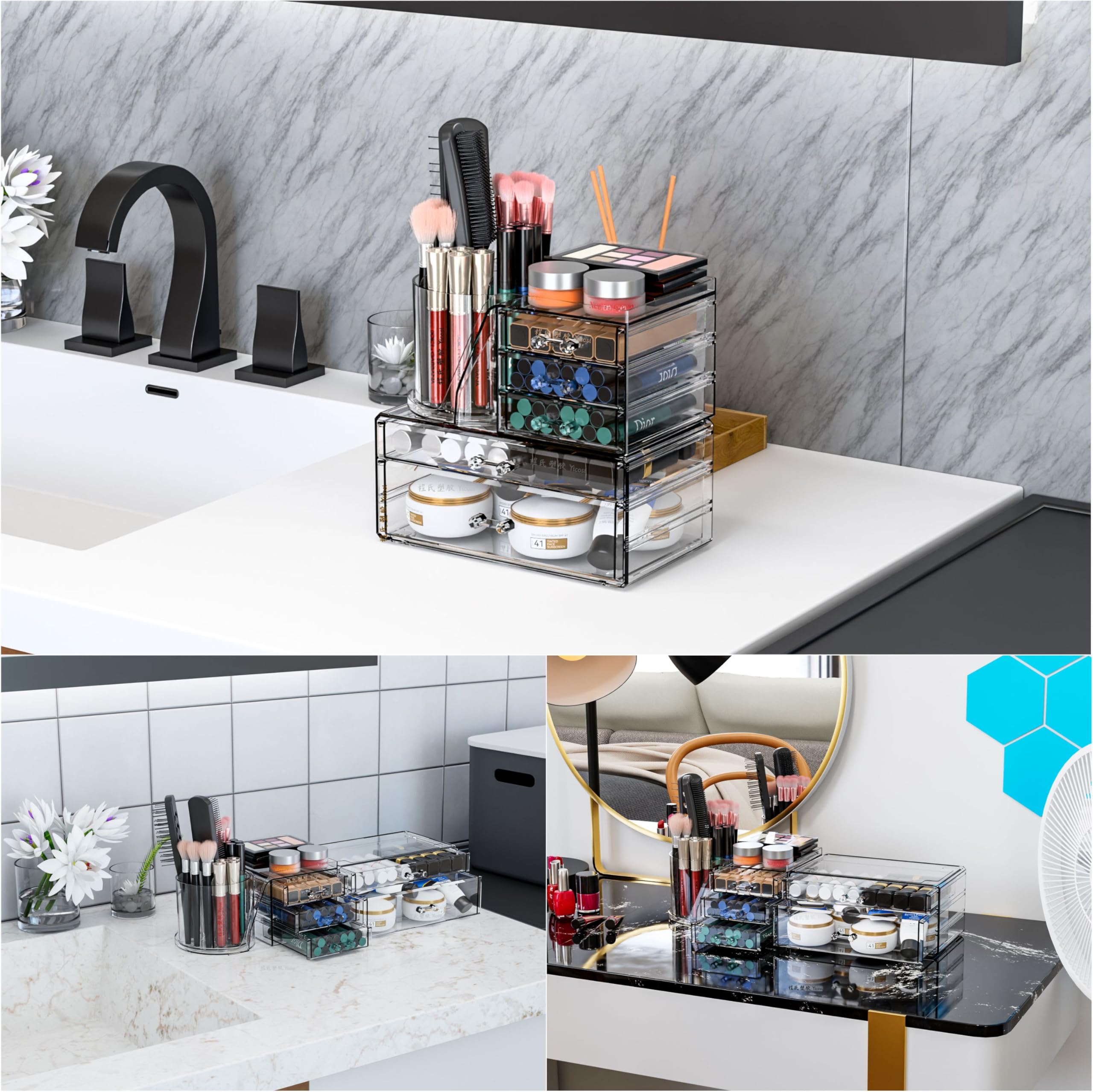 SuoXing hair accessory storage integrated with makeup organizer