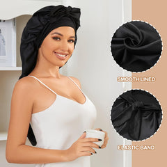Supaze satin-lined braid bonnet with elastic band stays secure during sleep