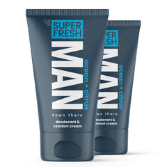Botella de Super & Fresh Co. para higiene masculina y cuidado diario.