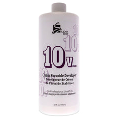 Super Star 10v Cream Peroxide Developer bottle for even color lift and smooth mixing.