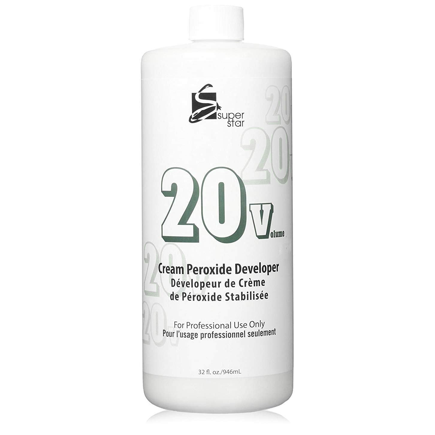 Super Star 20v creme developer bottle with gel-like consistency for controlled color processing