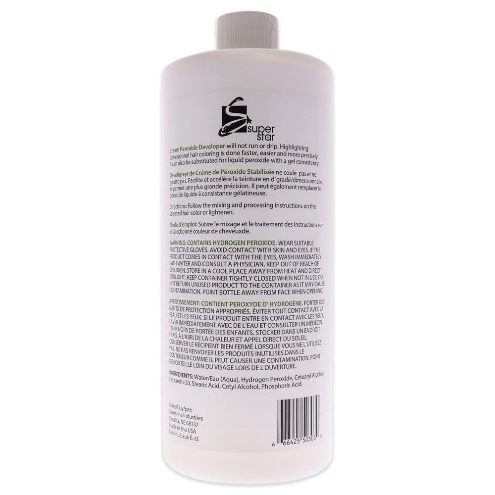 Super Star Cream Developer bottle in use for smooth, precise hair color application.