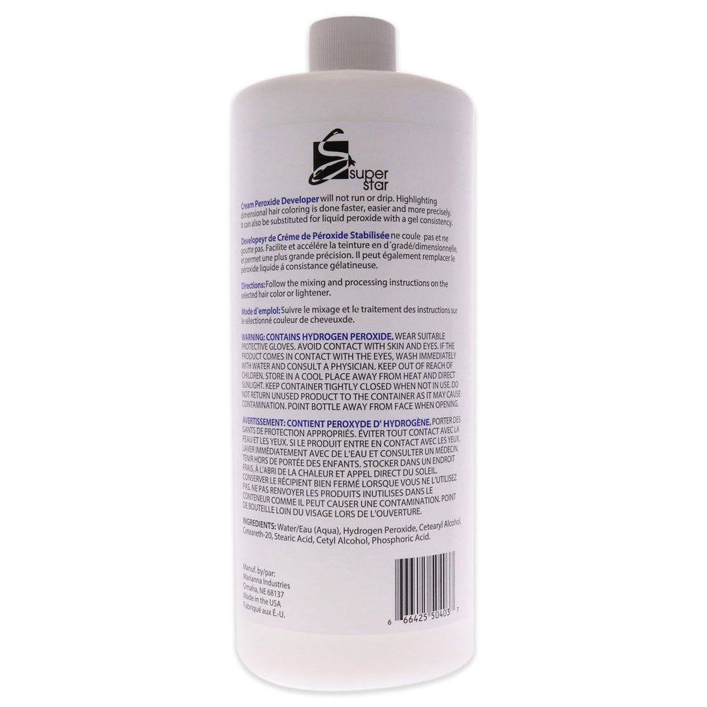 Super Star Cream Peroxide Developer 40 Volume packaging highlights stabilized formula for hair protection