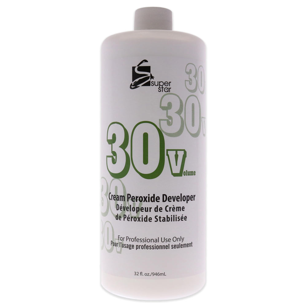 Super Star Stabilized Cream Peroxide Developer bottle ready for non-drip, even color application.
