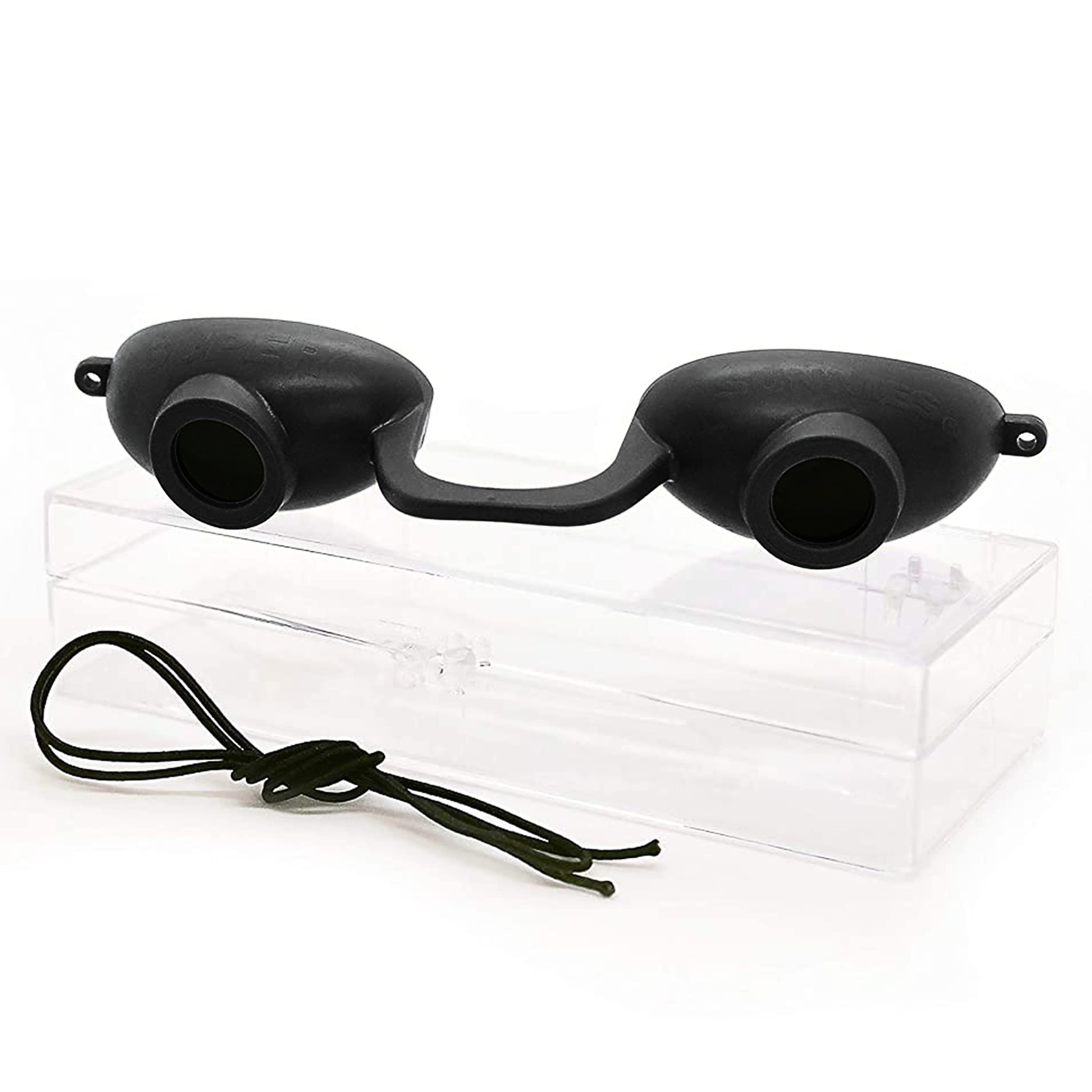Super Sunnies EVO Flex UV eye protection goggles close-up for safe tanning