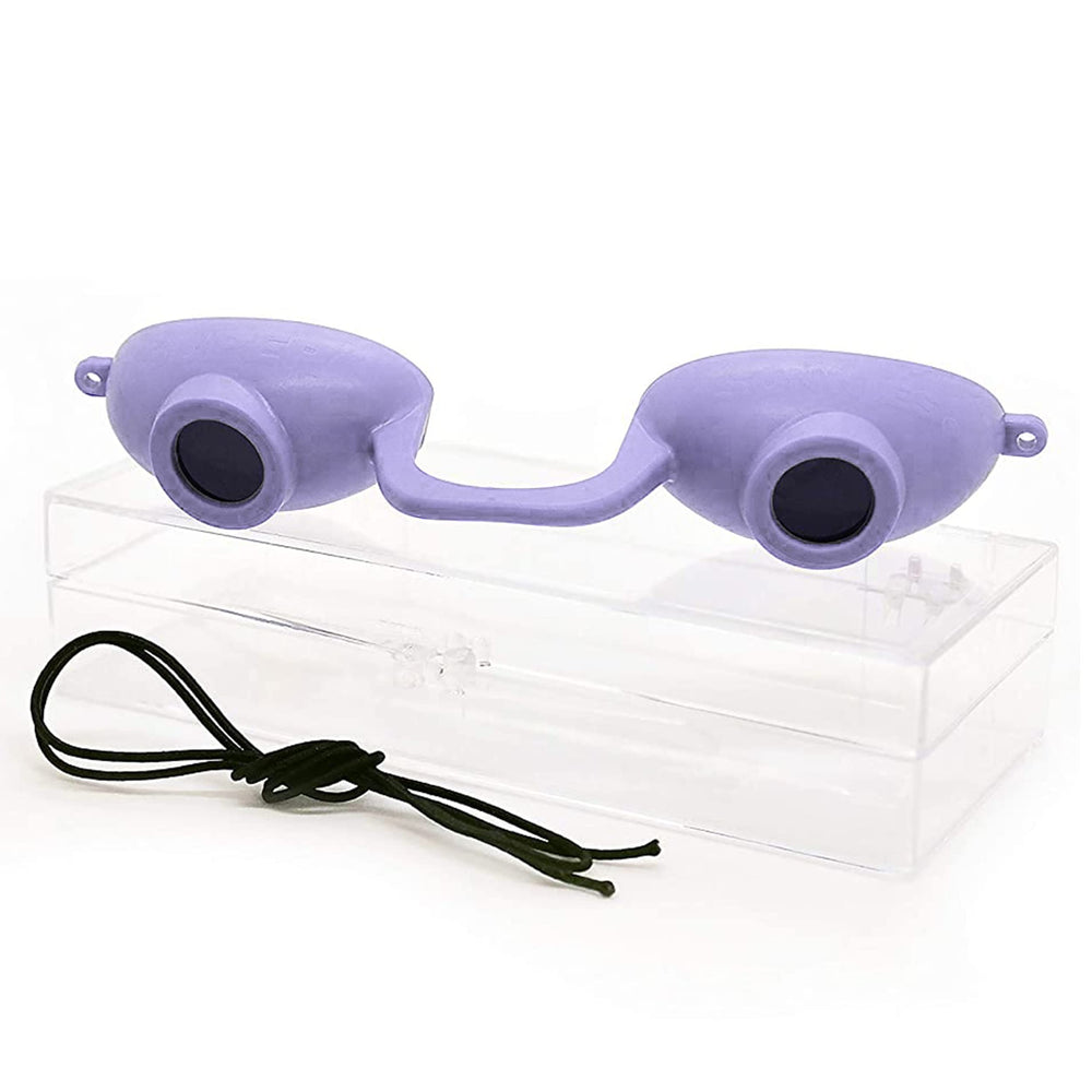 Super Sunnies EVO Flex goggles provide UV eye protection for tanning.
