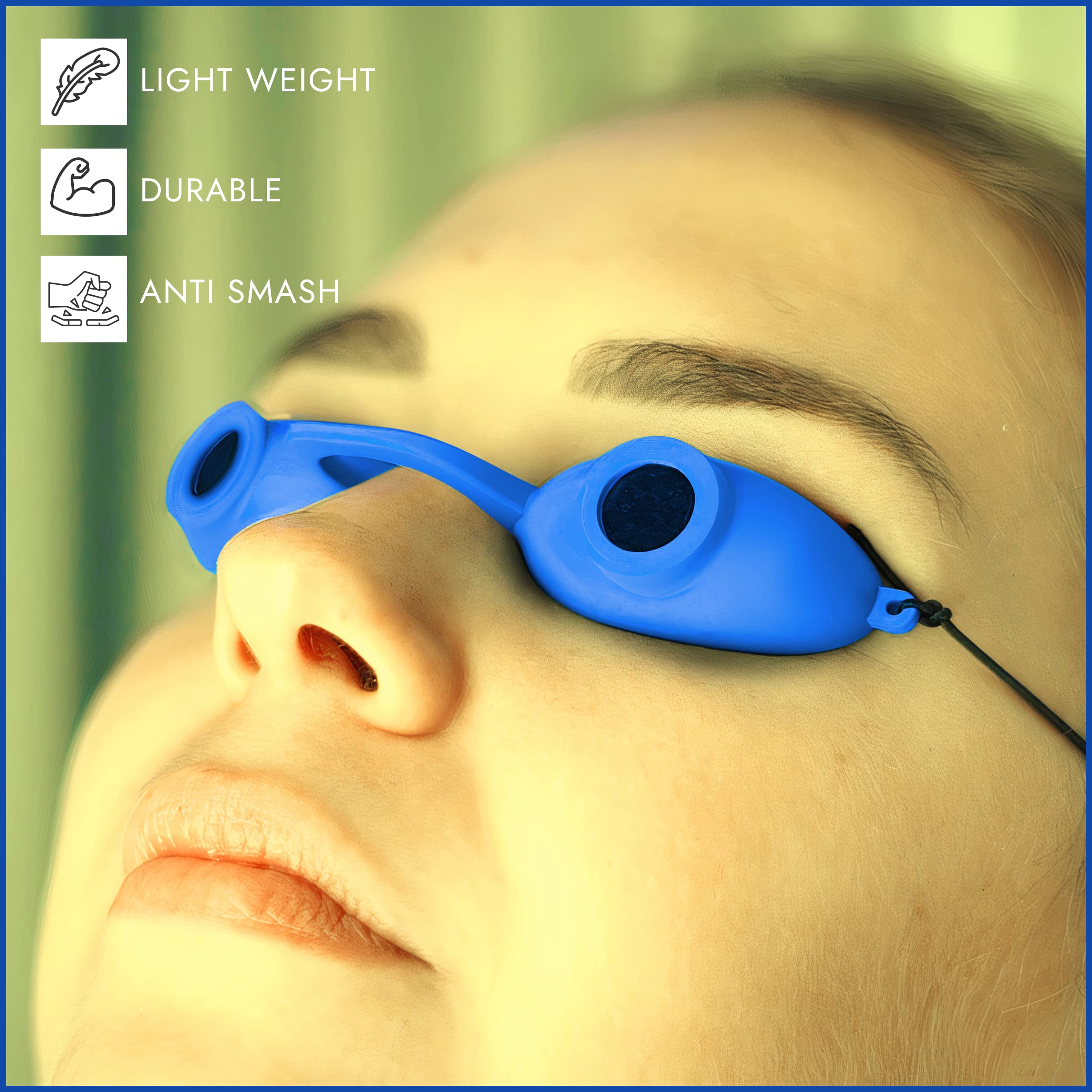 Super Sunnies Evo self-tanner eyewear protects eyes during tanning routines.