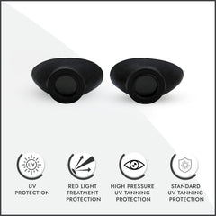 Super Sunnies thinnest eyecups design for comfortable tanning.