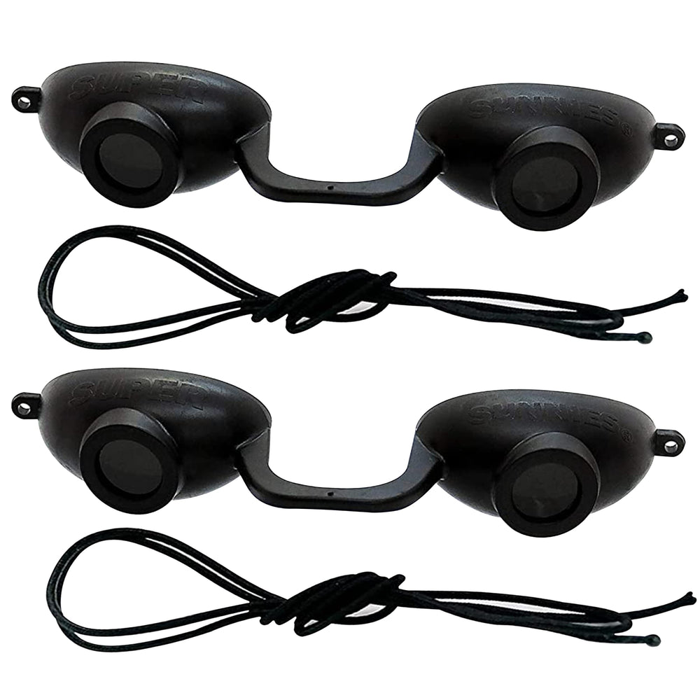 Super Sunnies Flex UV eye protection goggles front view for versatile tanning sessions