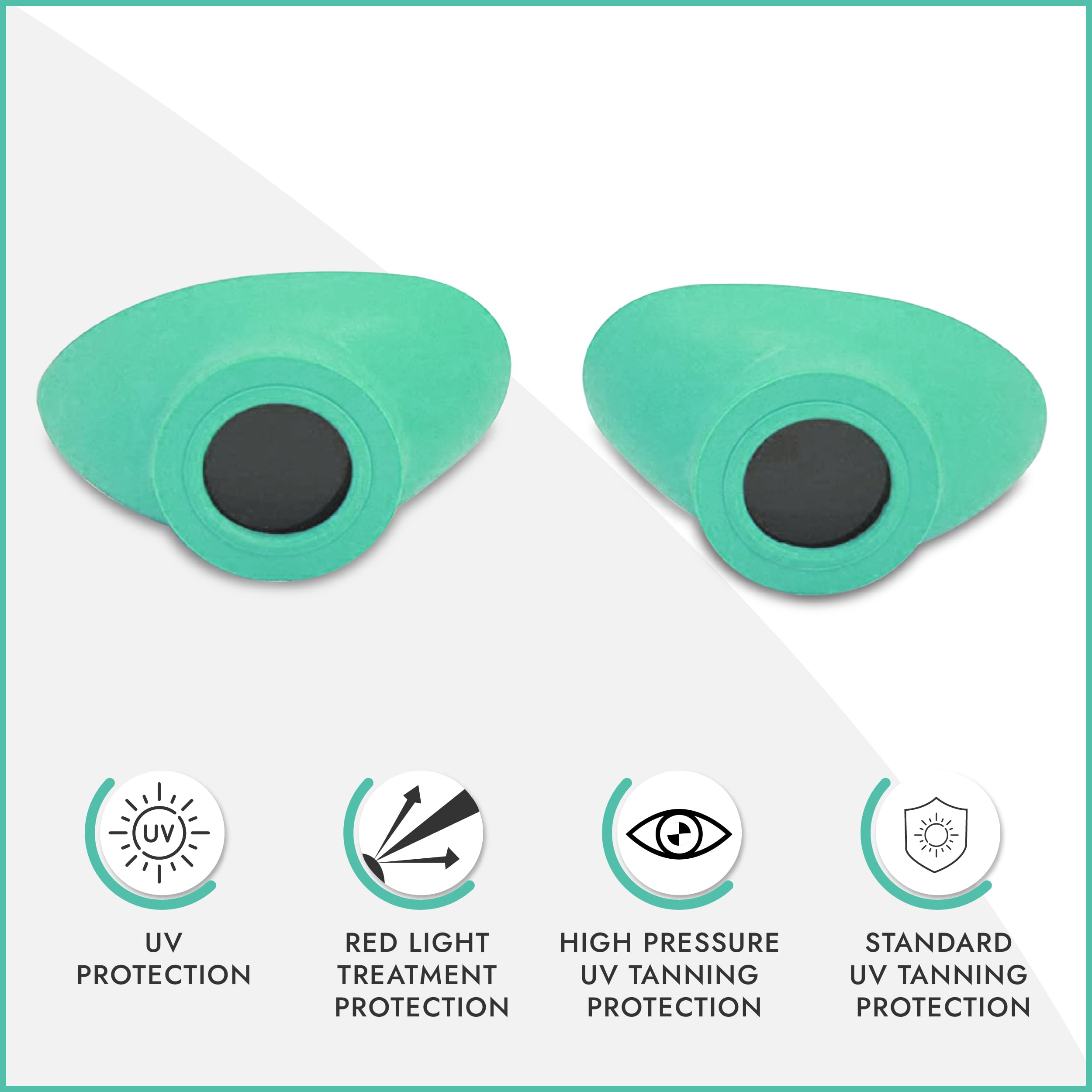 Super Sunnies Slim Flex teal eyeshields side profile show strapless, comfortable fit.