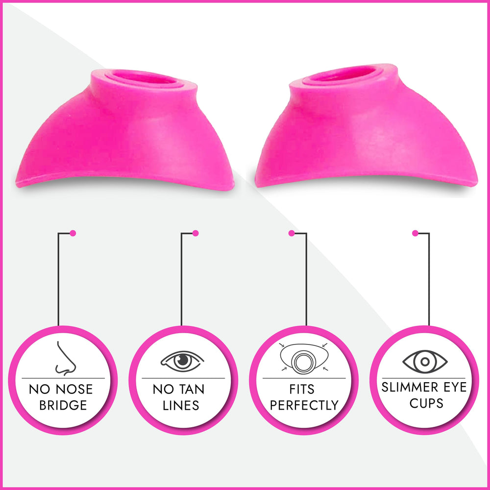 Super Sunnies strapless eyeshields deliver slim, comfortable coverage.