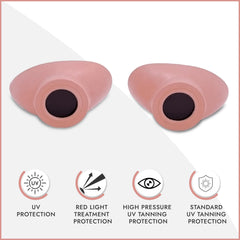 Super Sunnies tanning bed goggles Peach provide light protection for safe sunbed sessions.