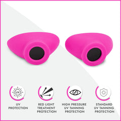 Super Sunnies tanning bed goggles shield eyes from UV during sessions.