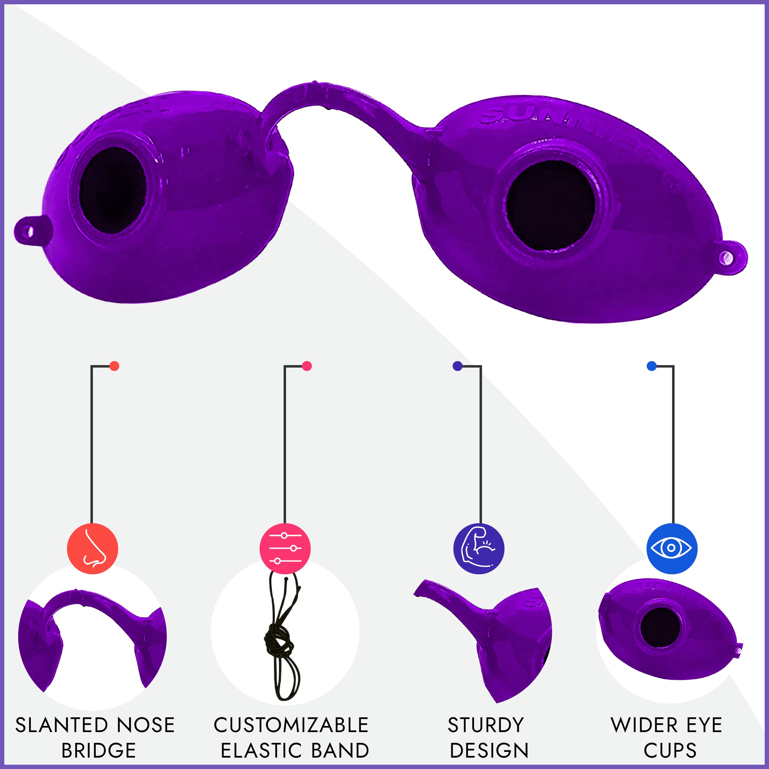 Super Sunnies goggles can be worn upright between tanning sessions.